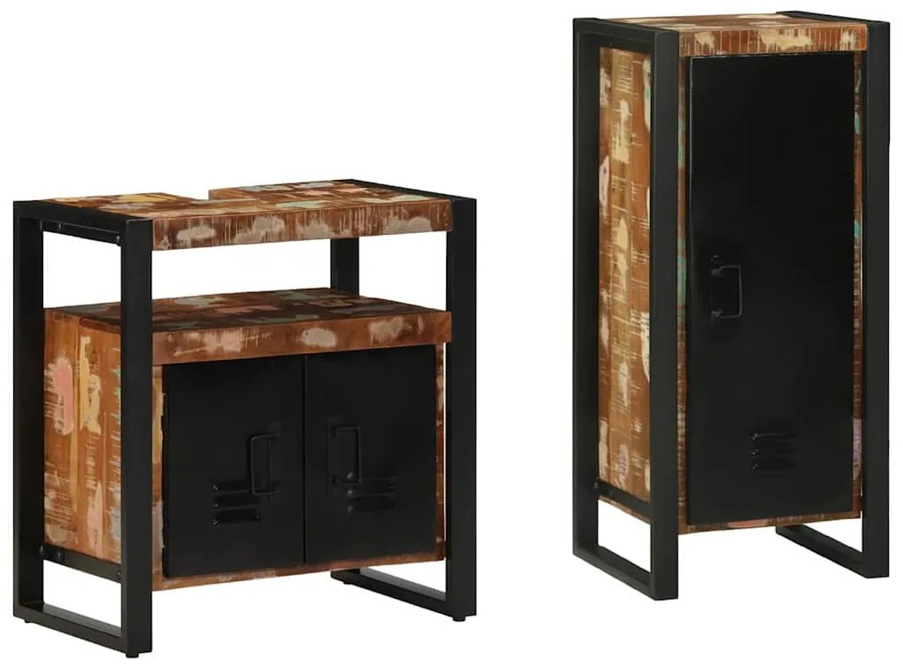 vidaXL Σετ Επίπλων Μπάνιου με συρτάρι 2 pcs Στερεό Ανακτηθέν Ξύλο