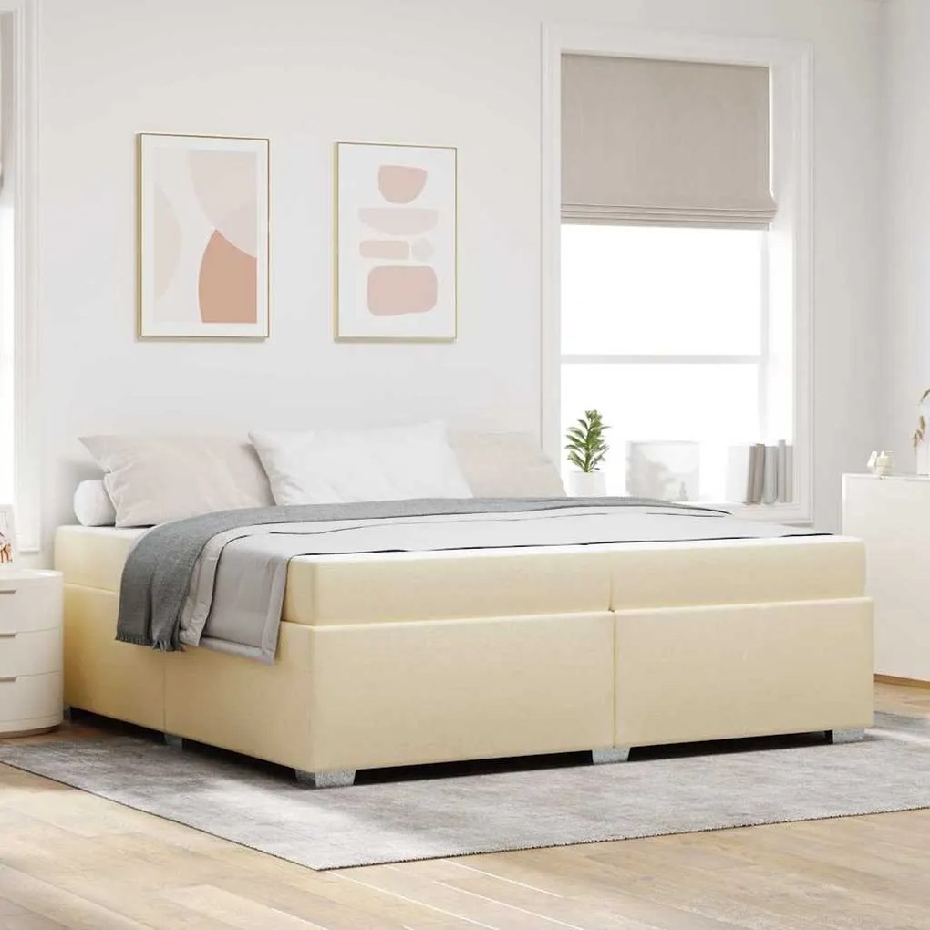 vidaXL Σκελετός Κρεβατιού Κρεμ 200 x 200 cm ύφασμα
