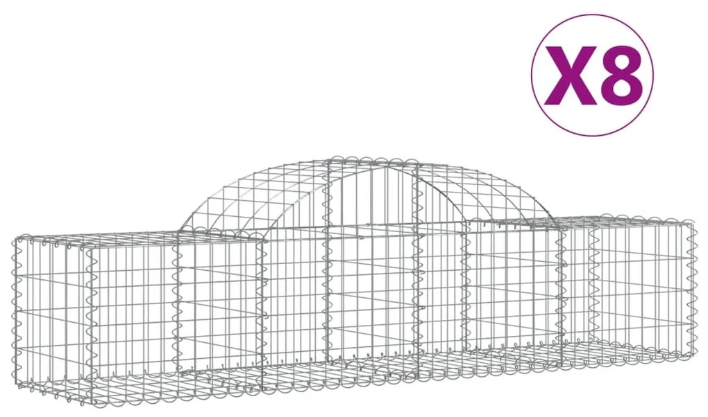 vidaXL Συρματοκιβώτια Τοξωτά 8 τεμ. 200x50x40/60 εκ. Γαλβαν. Ατσάλι