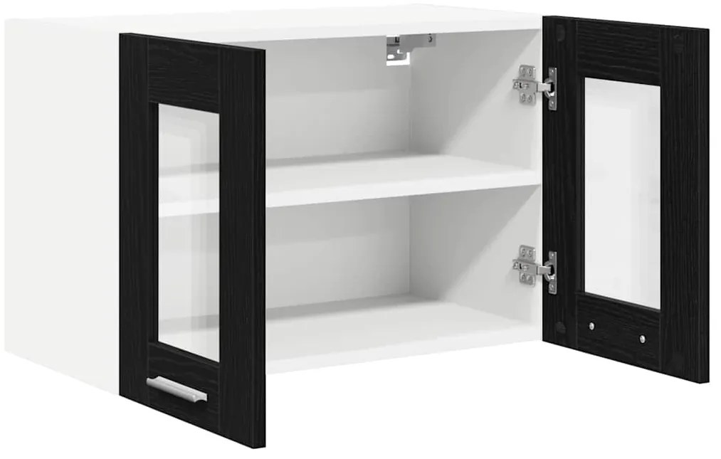 vidaXL Κρεμαστό ντουλάπι με πόρτα 2 pcs Μαύρη Οξυά 60 x 31 x 40 εκ