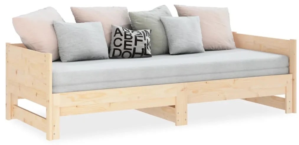 vidaXL Καναπές Κρεβάτι Συρόμενος 2x(80x200) εκ. από Μασίφ Ξύλο Πεύκου