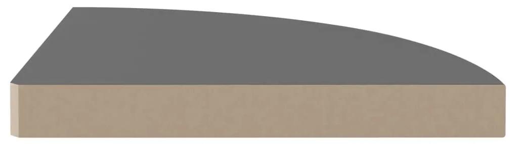 Ράφια Τοίχου Γωνιακά 4 Τεμ. Γυαλιστερό Γκρι 35x35x3,8 εκ. MDF - Γκρι