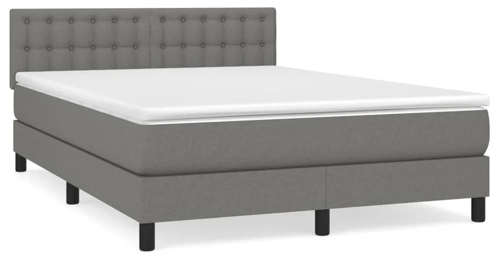 Κρεβάτι Boxspring με Στρώμα Σκούρο Γκρι 140x190 εκ. Υφασμάτινο - Γκρι