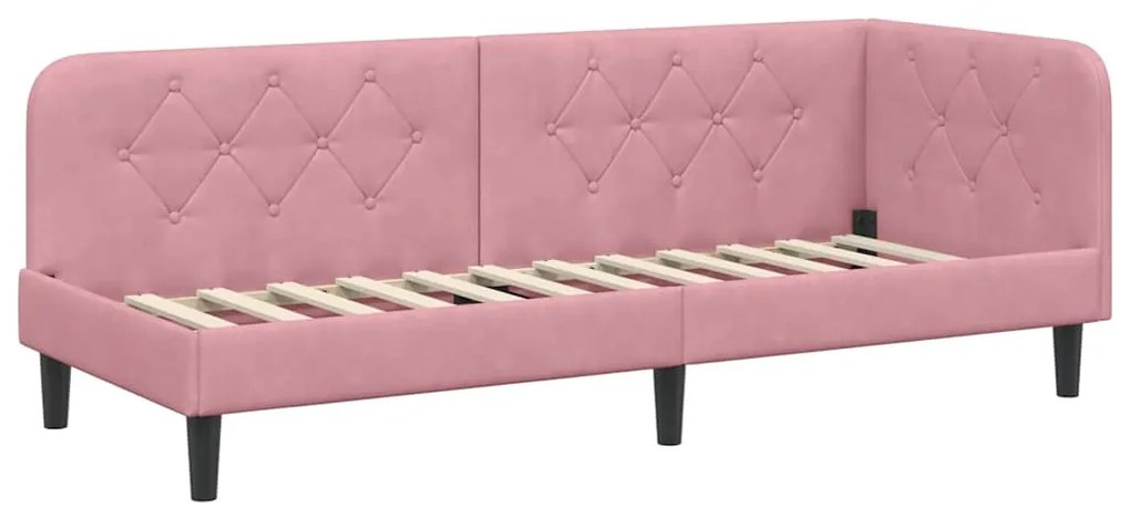 vidaXL Κρεβάτι Γωνίας με κεφαλάρι Ροζ 80 x 200 cm Βελούδο