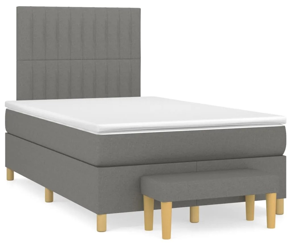 vidaXL Κρεβάτι Boxspring με Στρώμα Σκούρο Γκρι 120x200 εκ. Υφασμάτινο