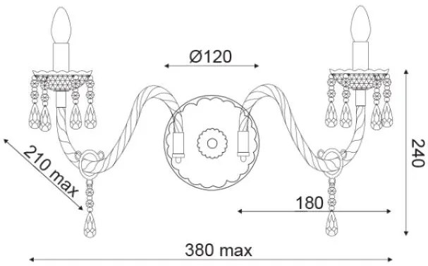 Απλίκα τοίχου Garbor 2φωτη-Μαύρο