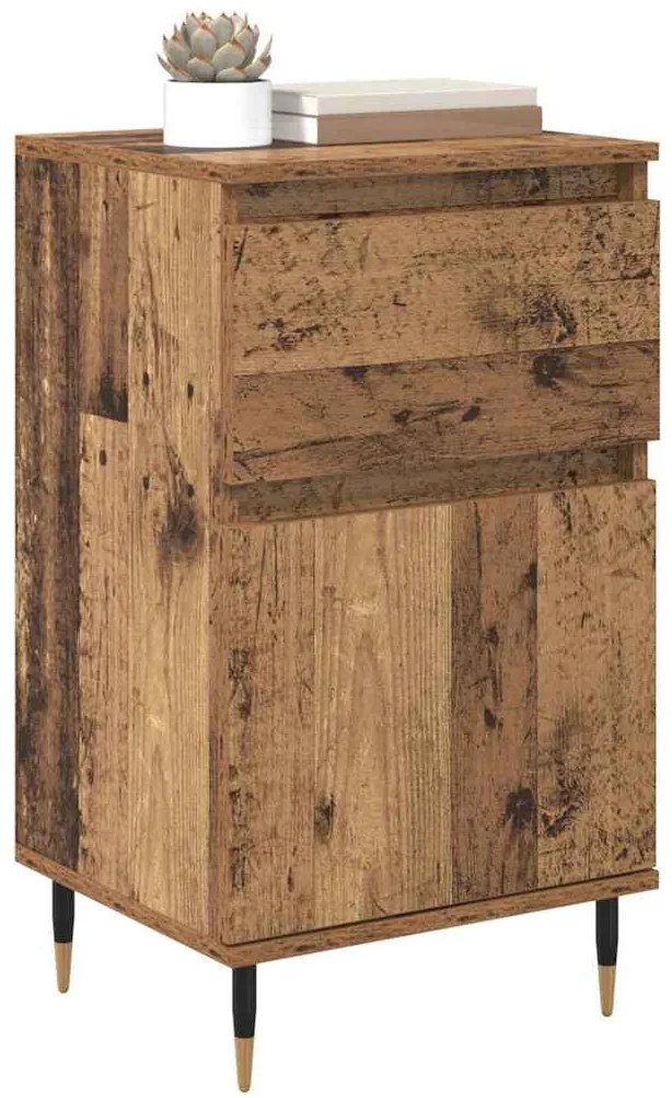 vidaXL Πλαϊνό γραφείο με συρτάρι Παλιό Ξύλο 40 x 35 x 70 εκ.