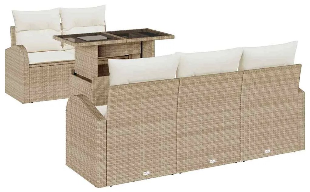 vidaXL Σετ Καναπέ Κήπου 6 pcs Μπεζ 100 x 55 x 73 εκ Πολυ ράταν