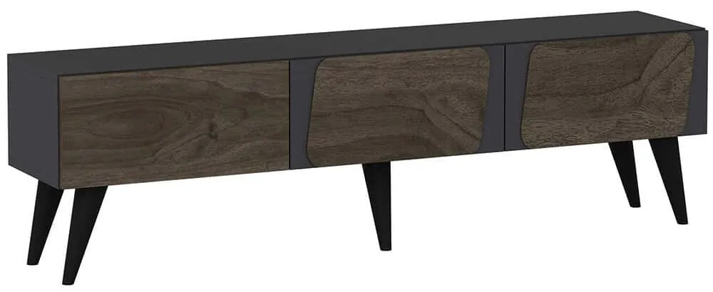 Έπιπλο Τηλεόρασης Veas 327ODS1135 150x30x43cm Anthracite-Walnut