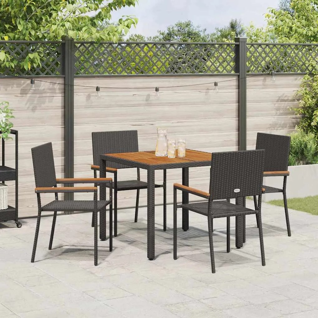 vidaXL Σέτ φαγητού για κήπο 5 pcs Μαύρο, Καφέ 90 x 90 x 75 cm