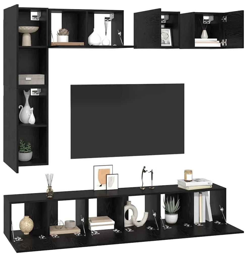 vidaXL Σετ επίπλου τηλεόρασης 8 pcs Μαύρη δρυς 190.5 x 28.5 x 151 εκ.