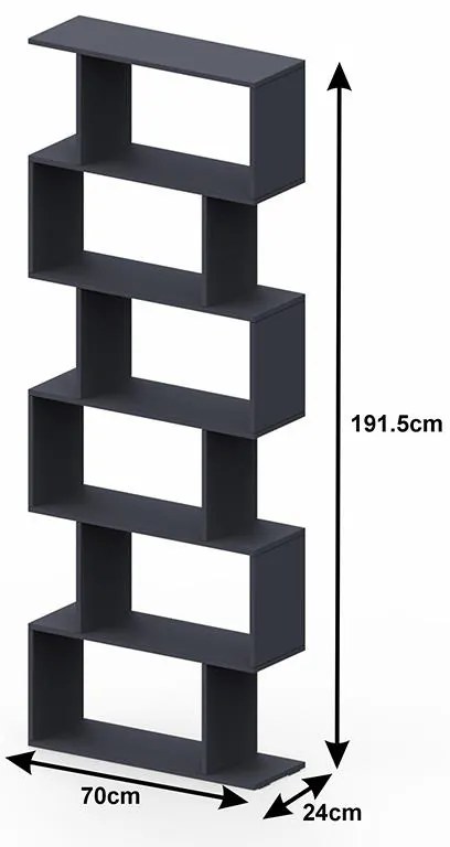 Βιβλιοθήκη Sezen ανθρακί 70x24x191,5 εκ. 70x24x191.5 εκ.