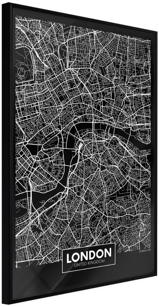 Αφίσα - City Map: London (Dark) - 20x30 - Μαύρο - Χωρίς πασπαρτού