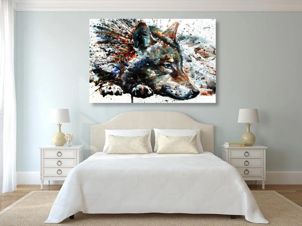 Εικόνα λύκου σε σχέδιο ακουαρέλας - 60x40