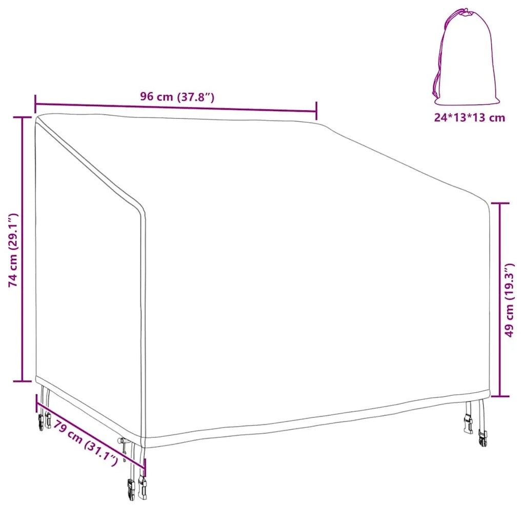 vidaXL Κάλυμμα Επίπλων Εξωτερικού Χώρου 96 x 79 x 74 εκ