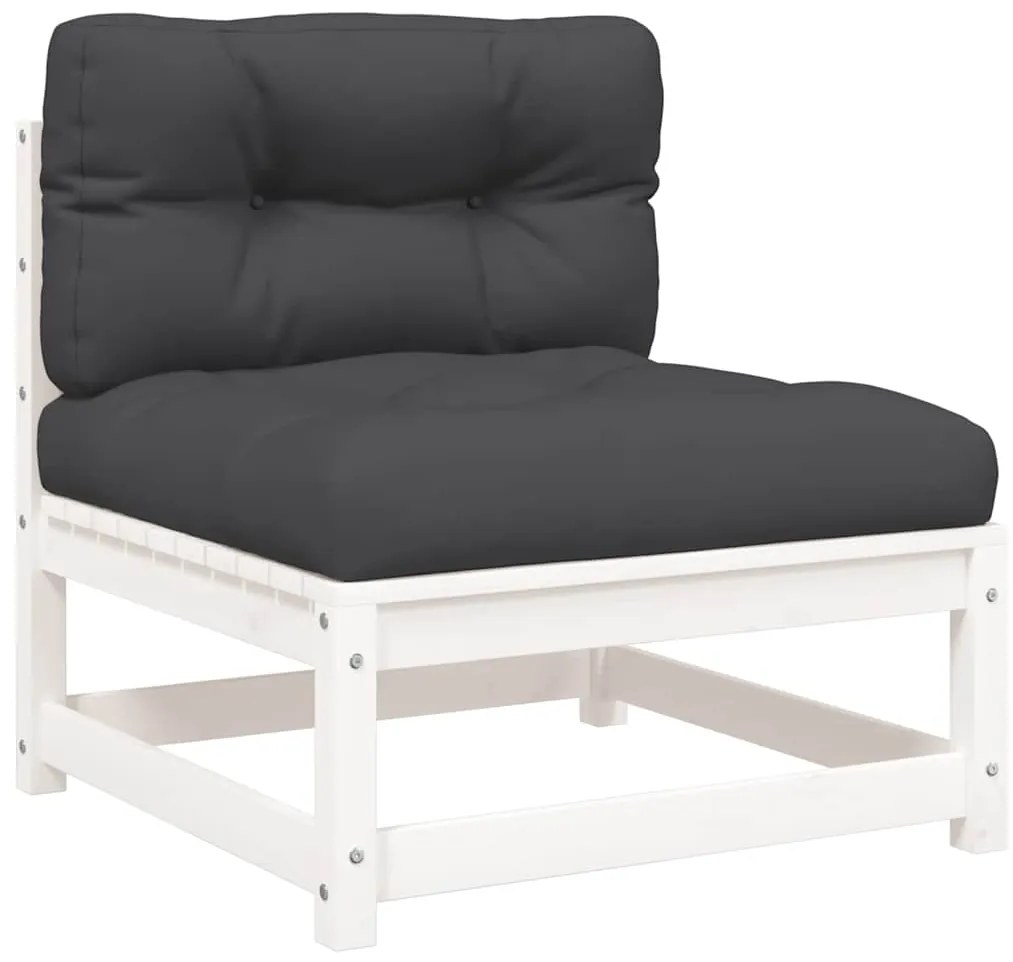 vidaXL Καναπέδες Κήπου Χωρίς Μπράτσα 2Τεμ Λευκοί Μασίφ Πεύκο+Μαξιλάρια