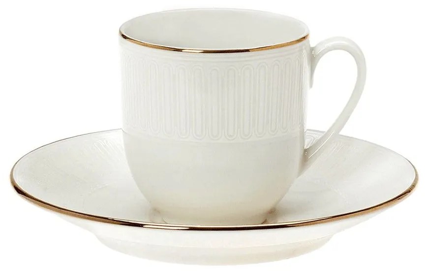 Φλυτζάνι Καφέ Με Πιατάκι 03.100.17 120ml Ivory-Gold Cryspo Trio Porcelain