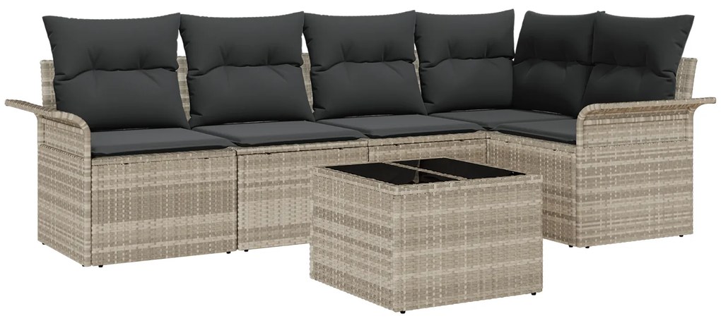 vidaXL Σετ Καναπέ Κήπου 6 pcs Γκρι 55 x 55 x 37 εκ Ρατάν, Πολυεστέρας