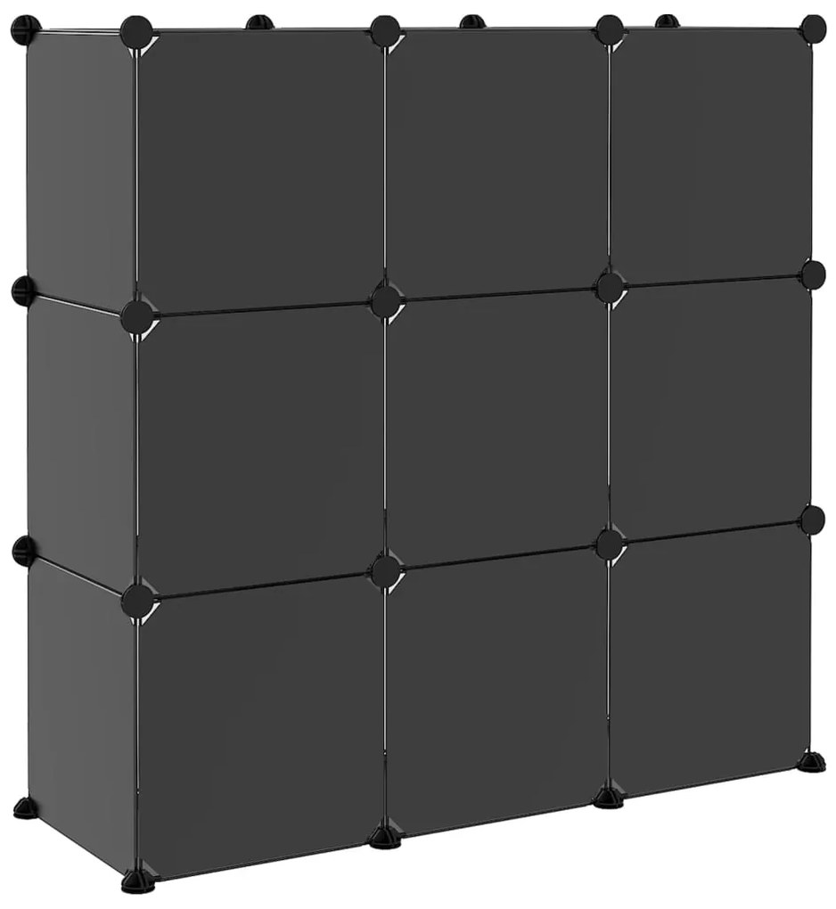 vidaXL Κύβοι Αποθ. &amp; Οργάνωσης με Πόρτες 9 τεμ. Μαύροι Πολυπρ/λένιο