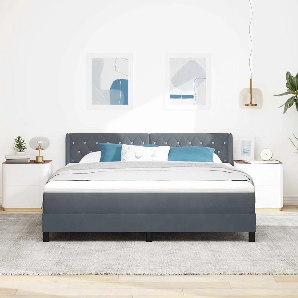 vidaXL Κρεβάτι με Ελατήρια και Στρώμα Μαύρο 100x200 εκ. Βελούδο