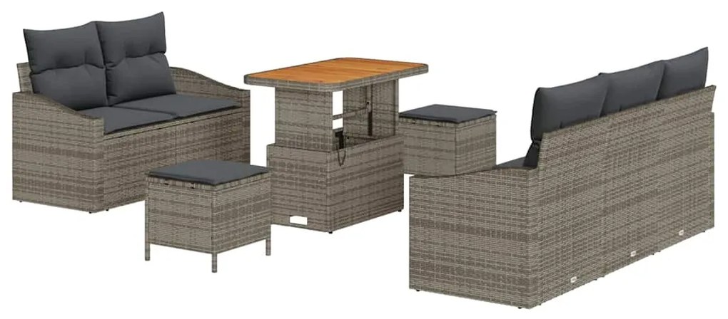 vidaXL Σετ Καναπέ Κήπου με μαξιλάρι 8 pcs Γκρι 90 x 55 x 71 cm