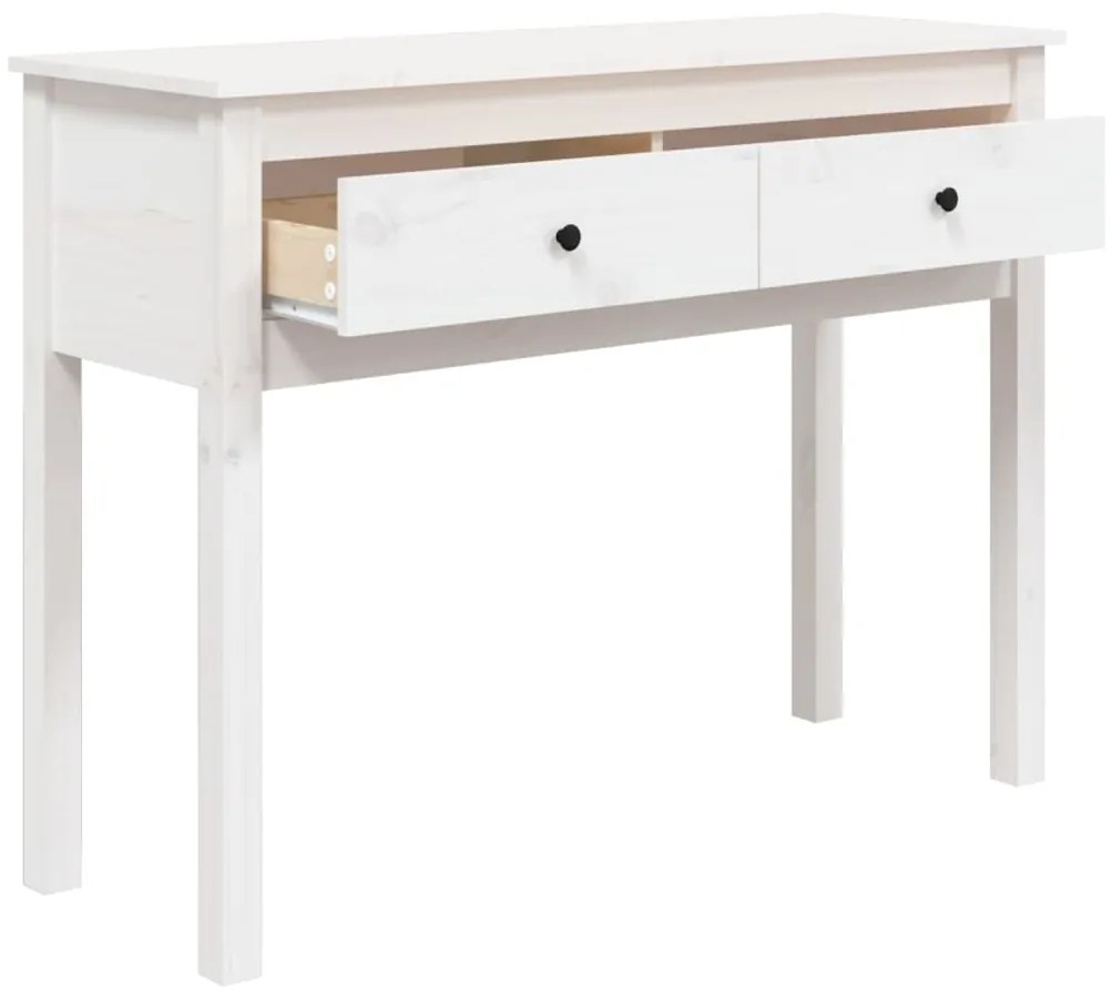 vidaXL Τραπέζι Κονσόλα Λευκό 100 x 35 x 75 εκ. από Μασίφ Ξύλο Πεύκου