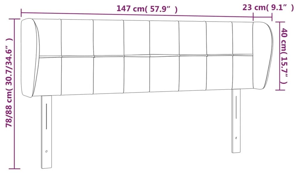 Κεφαλάρι με Πτερύγια Σκούρο Γκρι 147 x 23 x 78/88εκ. Υφασμάτινο 3117143