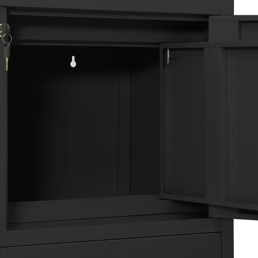 vidaXL Ντουλάπα Γραφείου με Γλάστρα Ανθρακί 90 x 40 x 125 εκ. Ατσάλινη