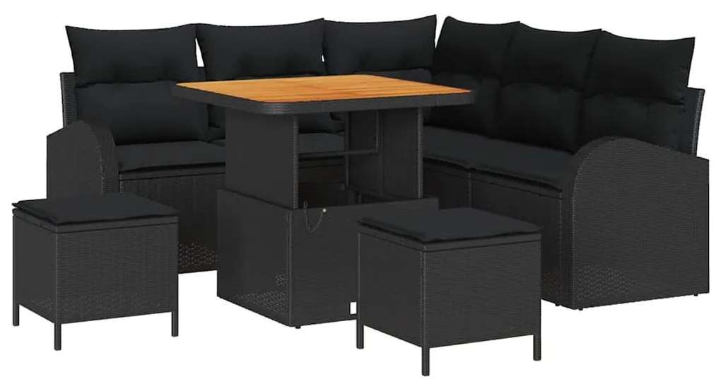 vidaXL Σετ Καναπέ Κήπου με μαξιλάρι 8 pcs Μαύρο Πολυ ράταν