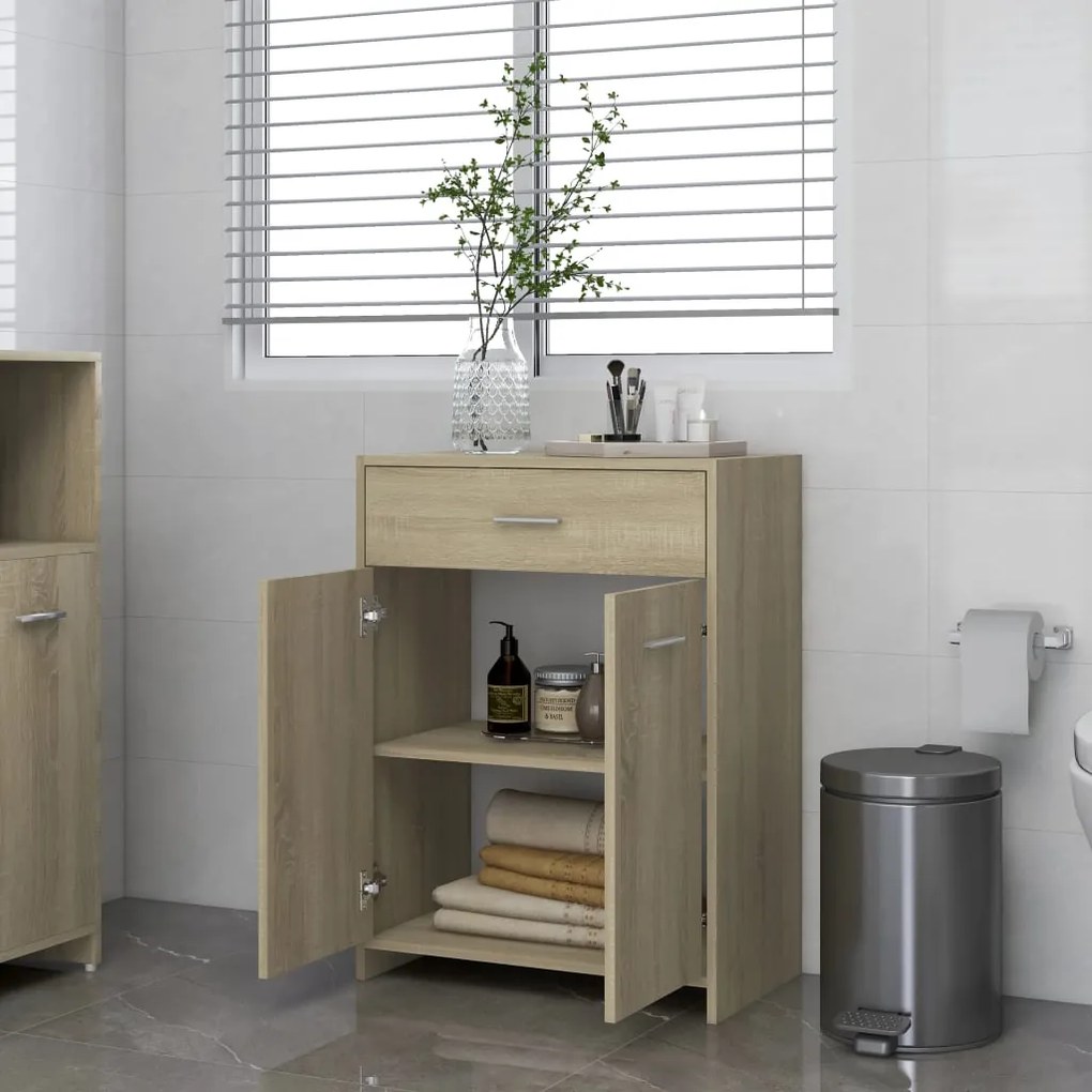 vidaXL Ντουλάπι Μπάνιου Sonoma Δρυς 60 x 33 x 80 εκ. από Μοριοσανίδα