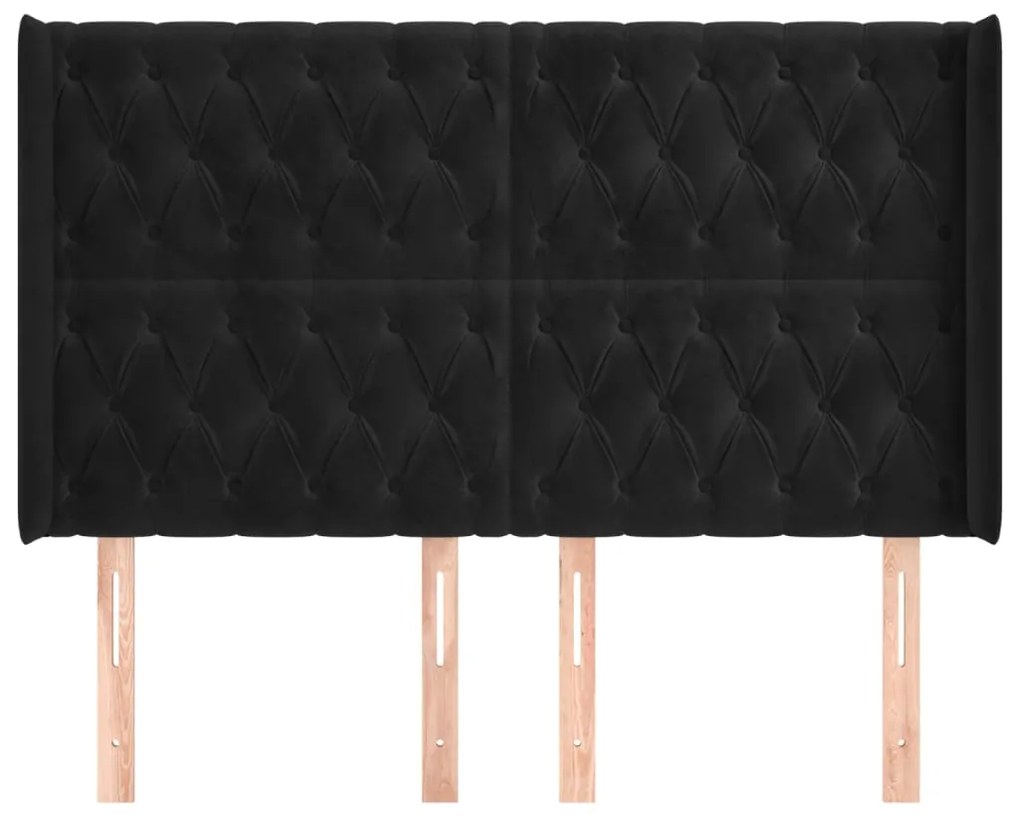 vidaXL Κεφαλάρι με Πτερύγια Μαύρο 147x16x118/128 εκ. Βελούδινο