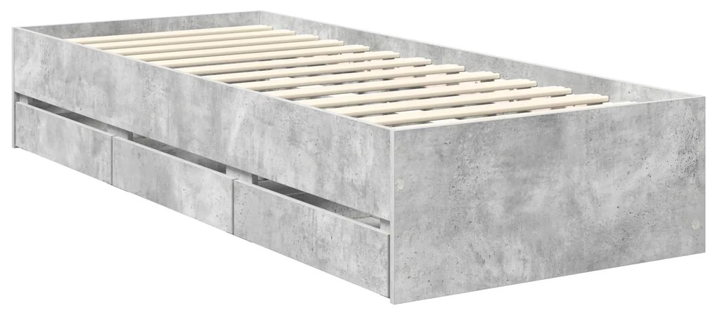 vidaXL Σκελετός Κρεβατιού Σκυρόδεμα Γκρι 75 x 190 cm Μηχανήματος Ξύλο