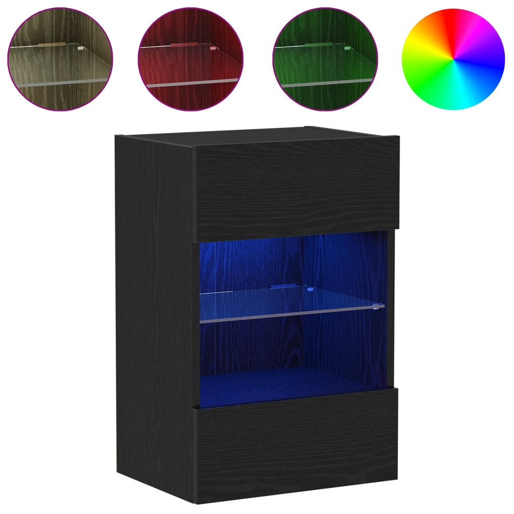 vidaXL LED TV Cabinet Μαύρη Δρυς 40x30x60,5cm Επεξεργασμένου Ξύλου