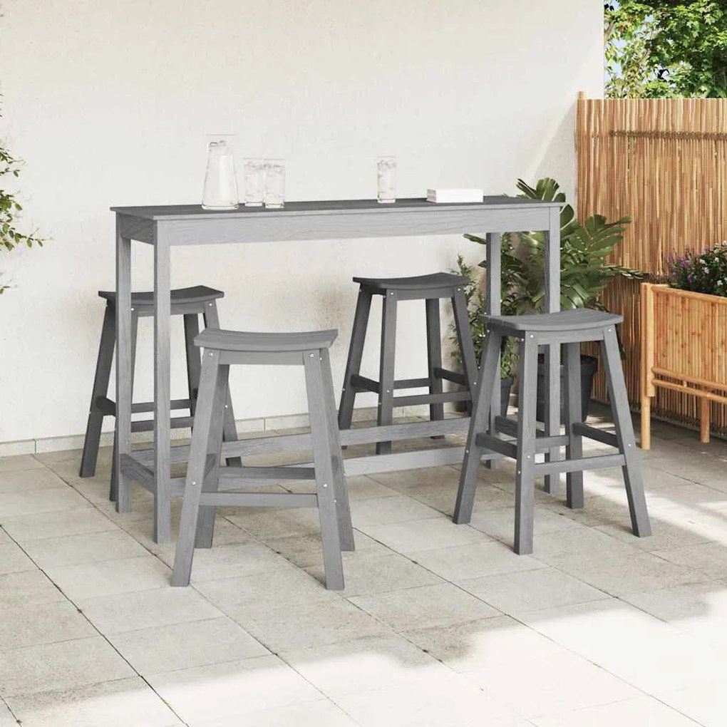 vidaXL Σετ Μπαρ Κήπου 4 pcs Ανοιχτό γκρι HDPE