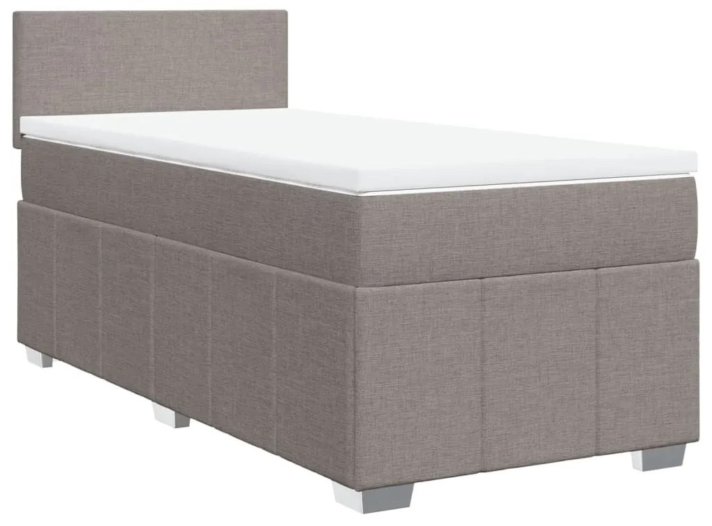 Κρεβάτι Boxspring με Στρώμα Taupe 80x200 εκ. Υφασμάτινο - Μπεζ-Γκρι