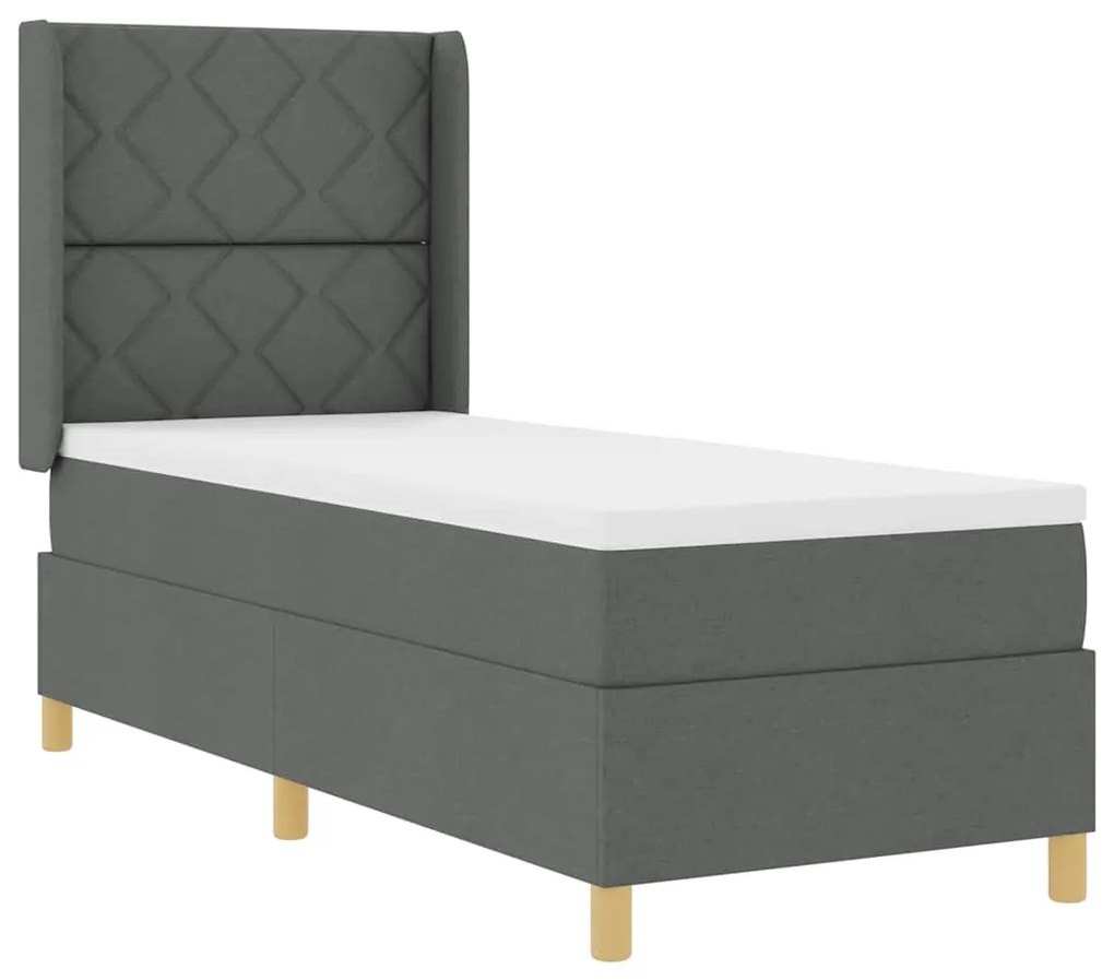 vidaXL Κρεβάτι με ελατήρια με στρώμα Γκρι 80 x 200 cm ύφασμα