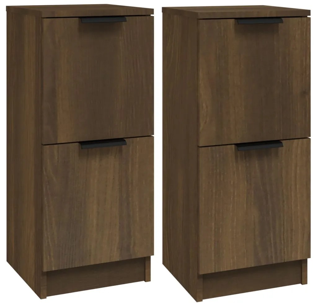 vidaXL Συρταριέρες 2 τεμ. Καφέ Δρυς 30x30x70 εκ. Επεξεργασμένο Ξύλο