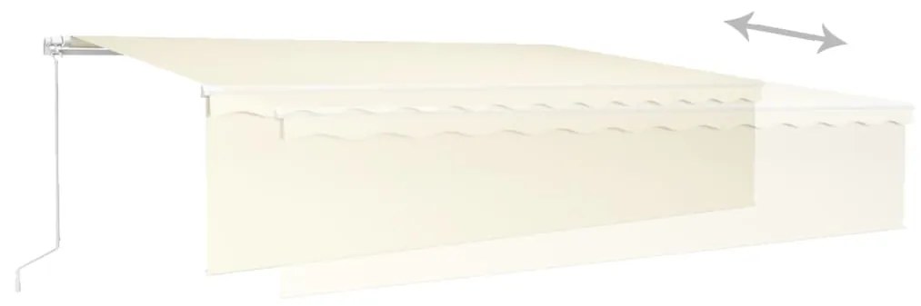 vidaXL Τέντα Συρόμενη Χειροκίνητη με Σκίαστρο & LED Κρεμ 6 x 3 μ.