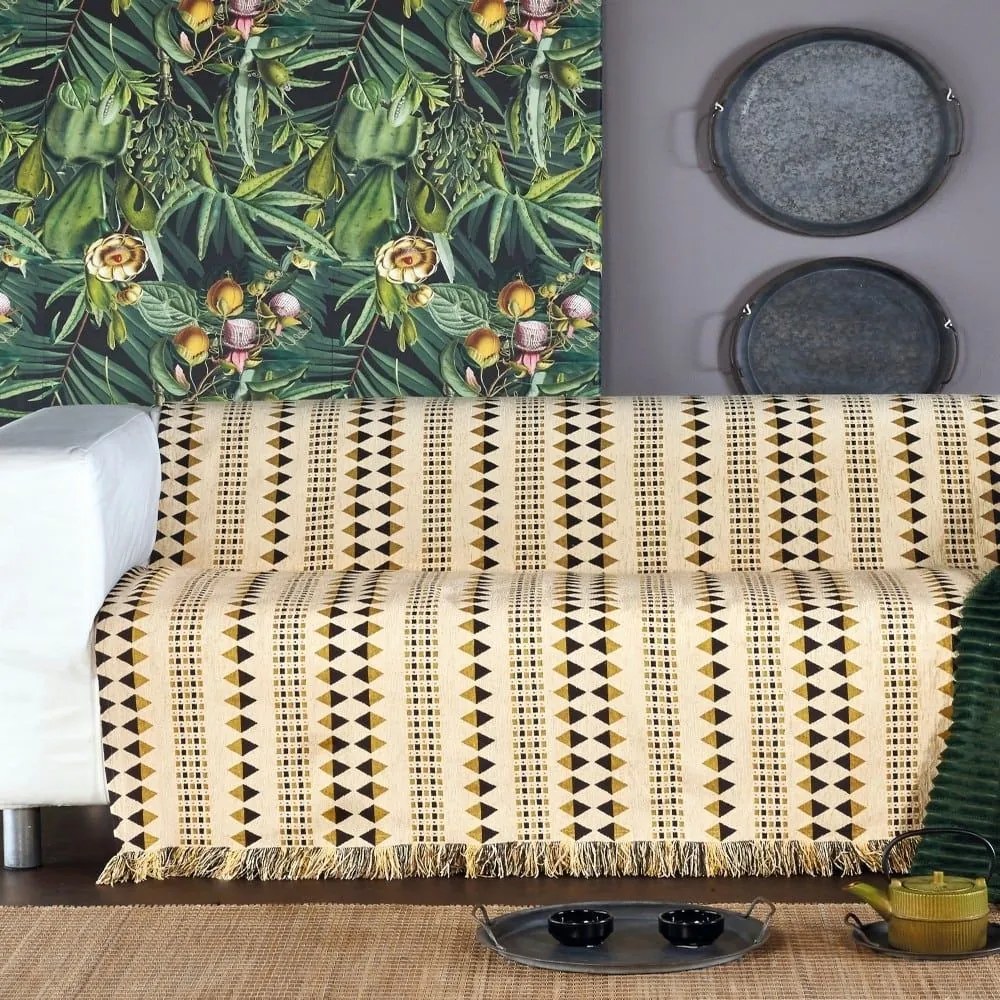 Ριχτάρι Edgar 25 Golden Yellow-Brown Kentia Τριθέσιο 180x300cm Βαμβάκι-Ακρυλικό