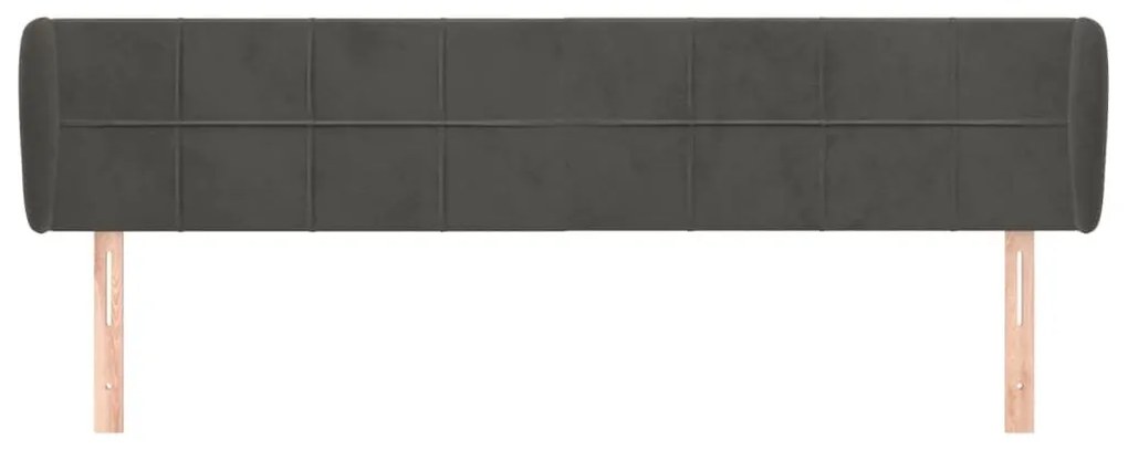 Κεφαλάρι με Πτερύγια Σκούρο Γκρι 163x23x78/88 εκ. Βελούδινο - Γκρι