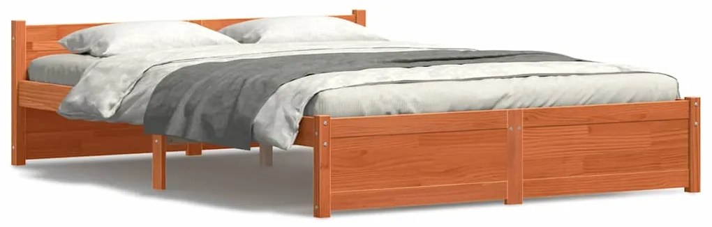 vidaXL Σκελετός Κρεβατιού Καφέ κεριού 140 x 200 cm Μασίφ ξύλο πεύκου
