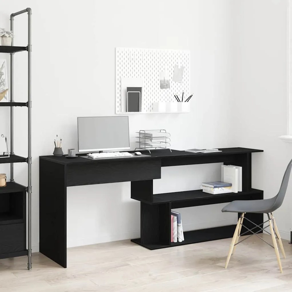 vidaXL Γραφείο Μαύρη δρυς 200 x 50 x 76 εκ. Επεξεργασμένο ξύλο