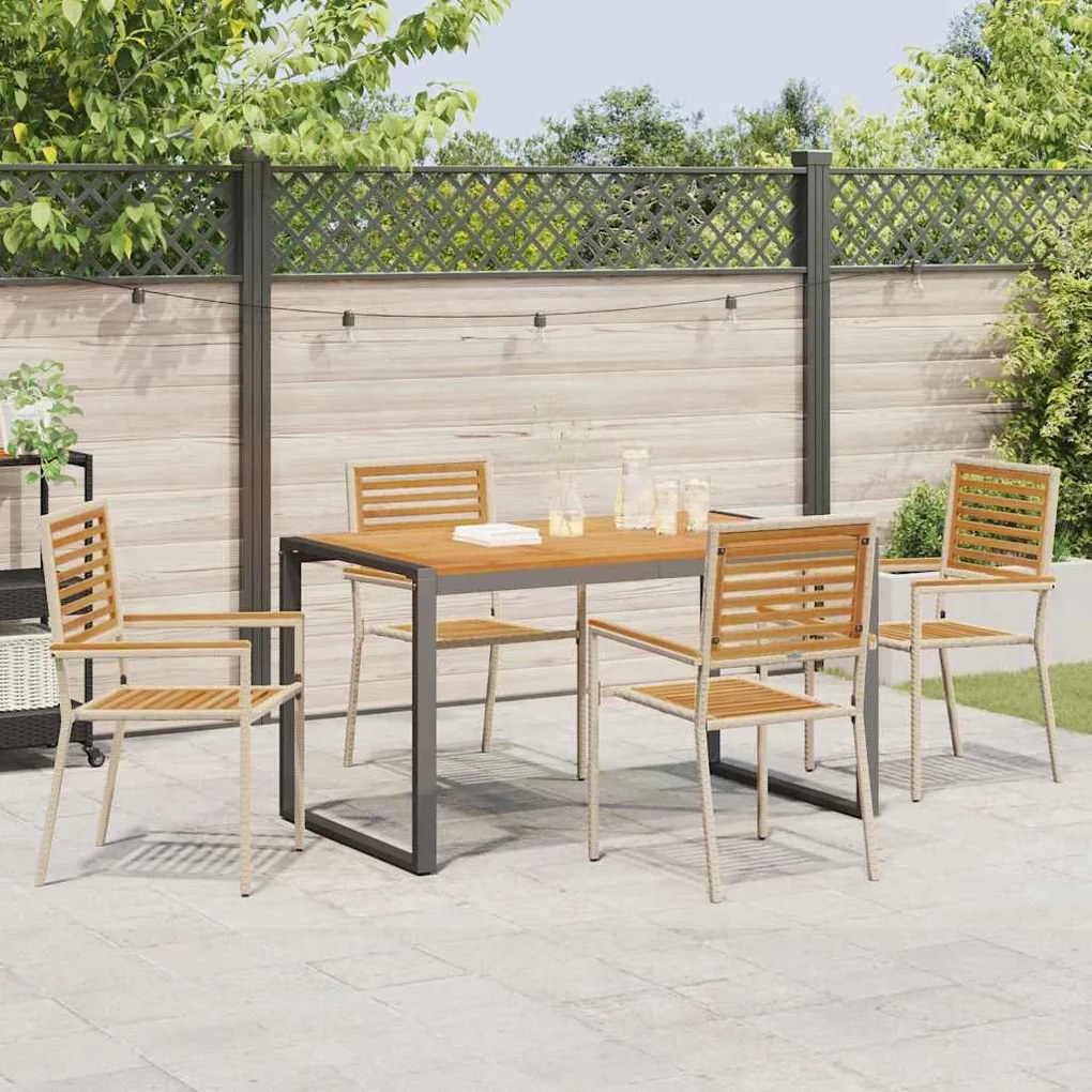 vidaXL Σέτ φαγητού για κήπο 5 pcs Μπεζ 140 x 80 x 75 cm