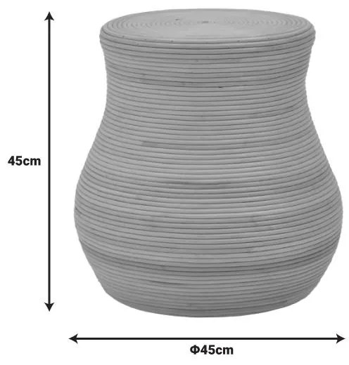 Σκαμπό Bulaten Inart rattan σε φυσική απόχρωση Φ45x45εκ 45x45x45 εκ.