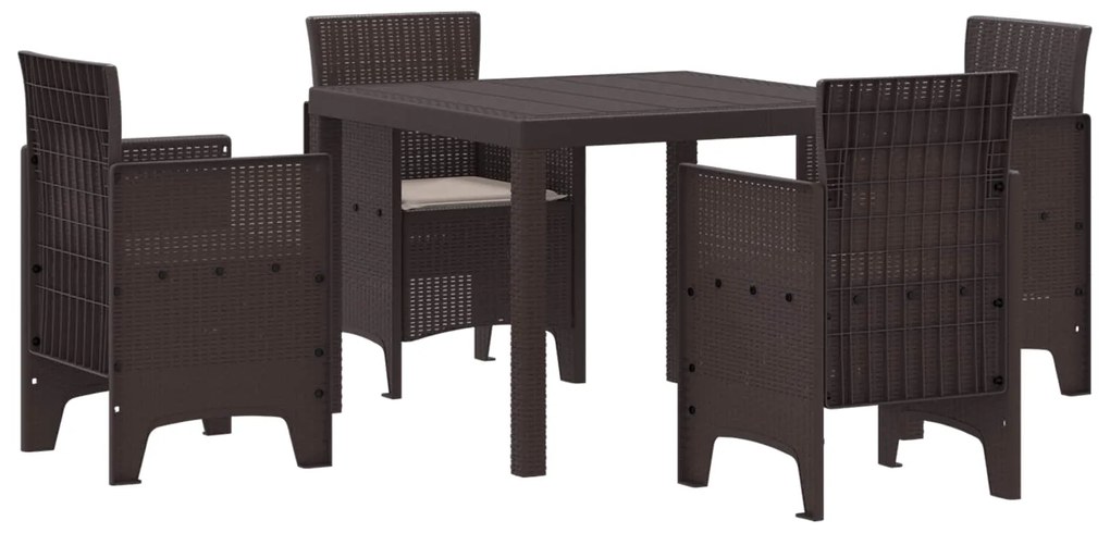 Σέτ φαγητού για κήπο 5 pcs Καφέ Rattan Polt