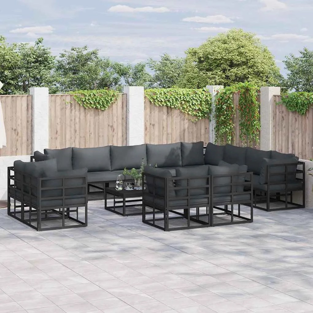 vidaXL Σετ Καναπέ Κήπου 13 pcs Μαύρο 70 x 70 x 32 εκ Αλουμίνιο