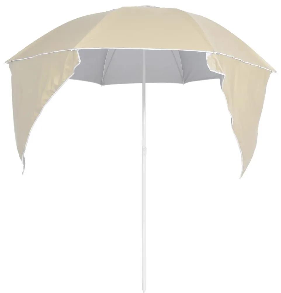 Ομπρέλα Θαλάσσης με Πλαϊνά Σκίαστρα Λευκό της Άμμου 215 εκ. - Κίτρινο