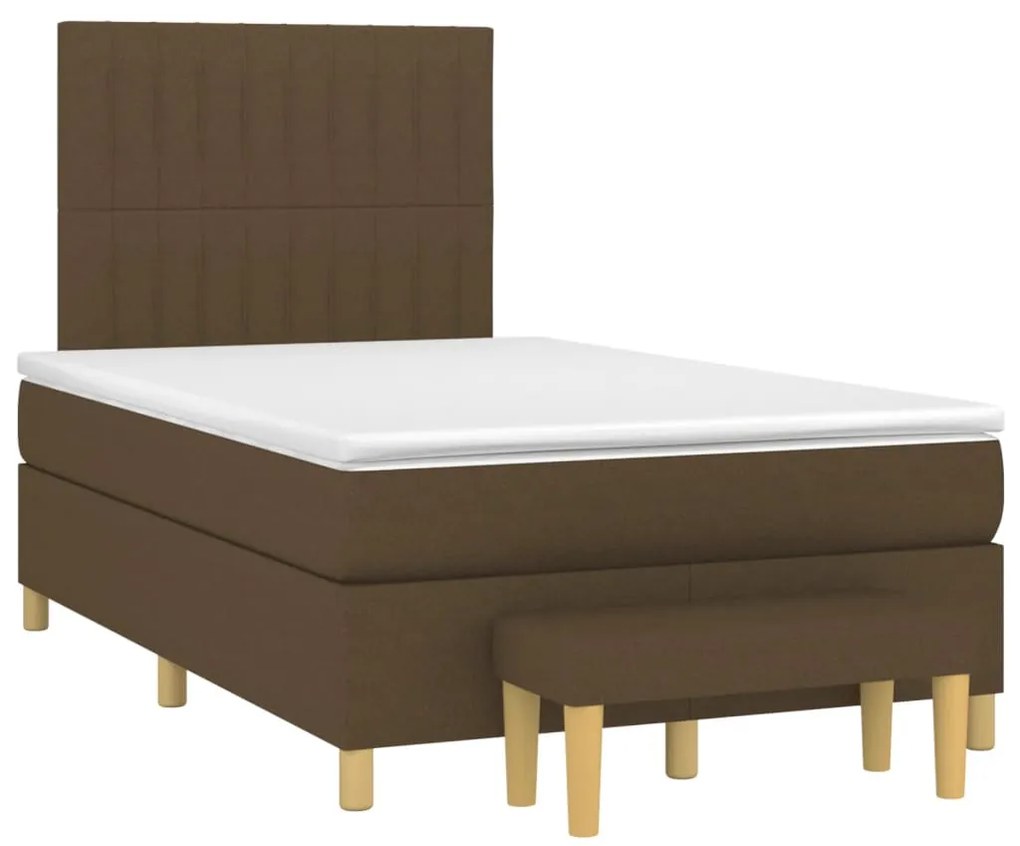 Κρεβάτι Boxspring με Στρώμα Σκούρο Καφέ 120x190 εκ Υφασμάτινο - Καφέ