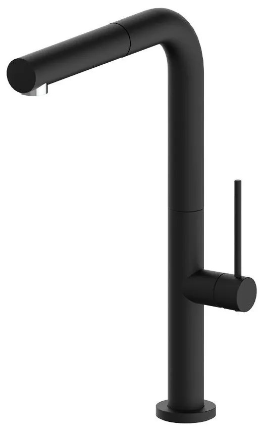 Armando Vicario by La Torre Tozo 48580-400 Black Matt Μπαταρία Κουζίνας Με Υψηλό Περιστρεφόμενο Ρουξούνι και Συρόμενο Ντους