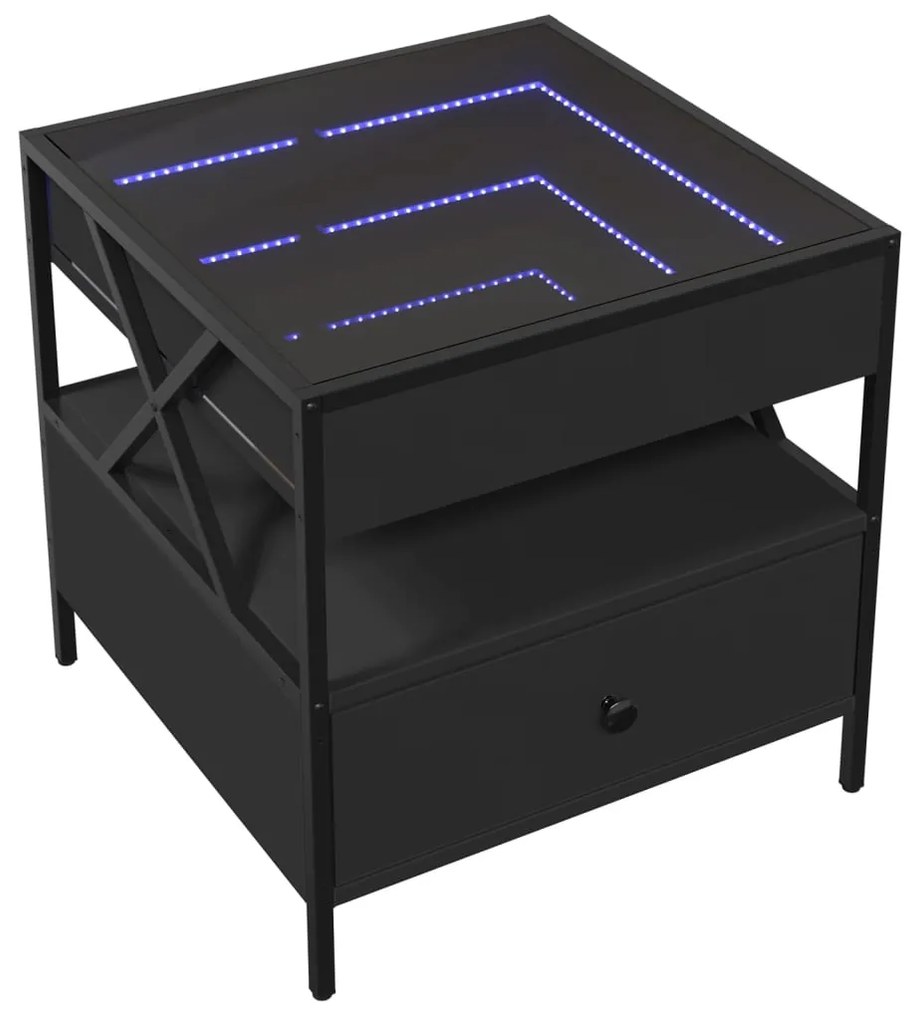 vidaXL Τραπεζάκι Σαλονιού Infinity LED Μαύρο 50x50x51 εκ.